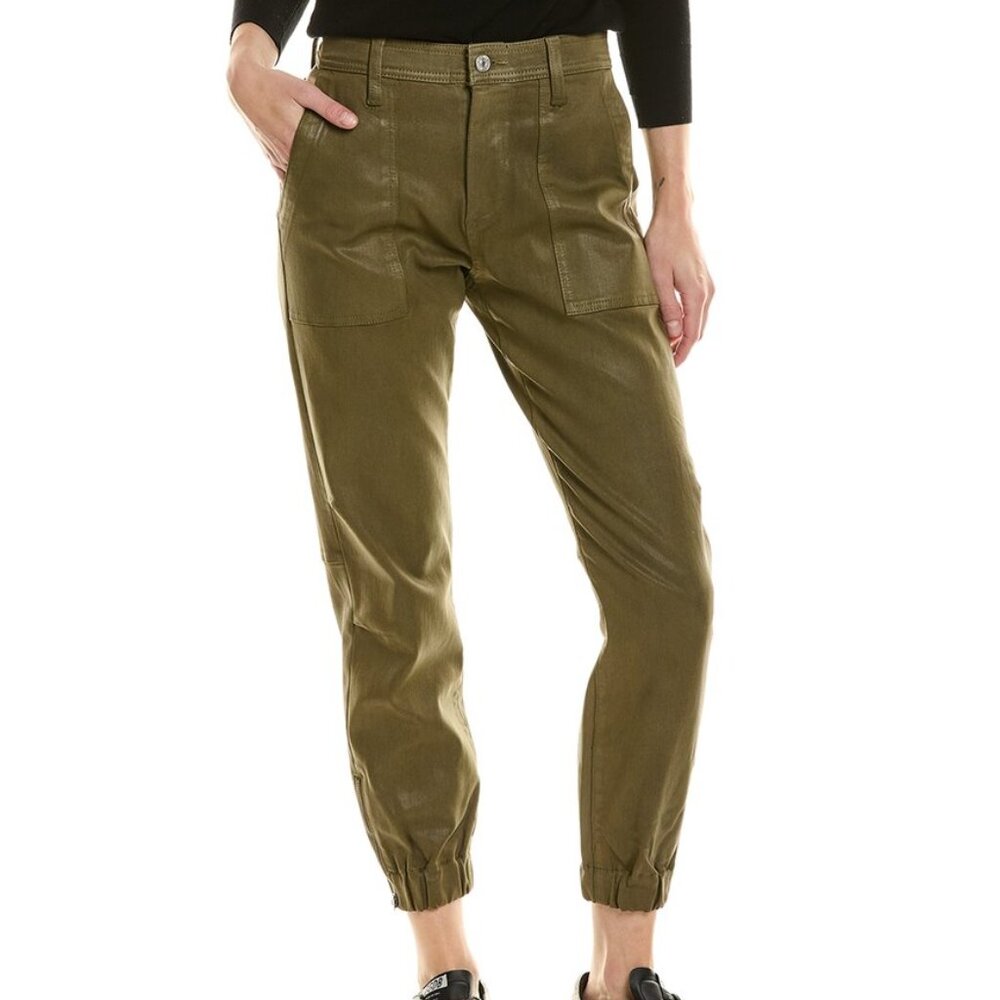 7FAM Coated Olive Darted Boyfriend Jogger Jeans Fall Transition